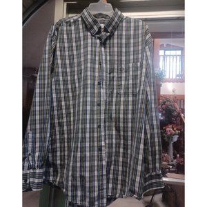 Boca Classics Mens  Button-Down Long Sleeve Shirt XL Blue Gray Plaid